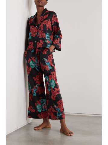 DESMOND & DEMPSEY Printed cotton-voile pajama set