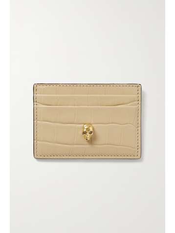 ALEXANDER MCQUEEN Skull Kartenetui aus Leder mit Krokodileffekt