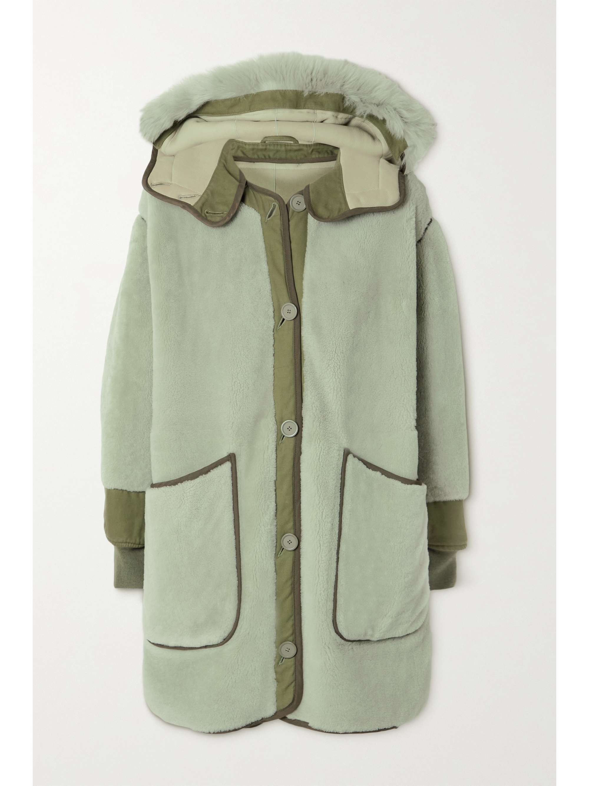 Shearling coat with hood Clearance