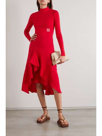 LUKHANYO MDINGI + The Vanguard Jodie asymmetric ruffled linen skirt