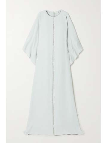 REEM ACRA Robe du soir en georgette à volants et à cristaux