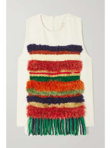 LUKHANYO MDINGI + The Vanguard fringed paneled cotton-fleece tank