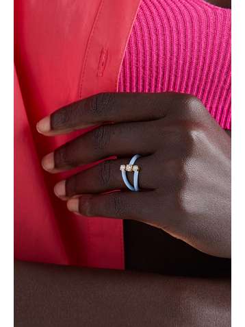 MELISSA KAYE Aria Moon 18-karat gold, enamel and diamond ring