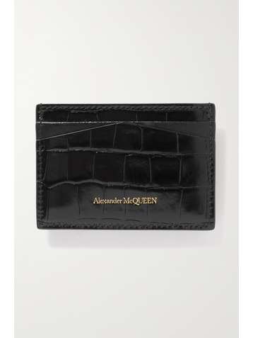 ALEXANDER MCQUEEN Skull Kartenetui aus Leder mit Krokodileffekt