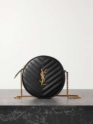 SAINT LAURENT Vinyle gesteppte Schultertasche aus strukturiertem Leder