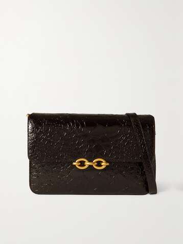 SAINT LAURENT Sac porté épaule en cuir effet croco à ornements Maillon