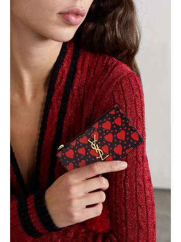 SAINT LAURENT Fragments bedrucktes Kartenetui aus Leder