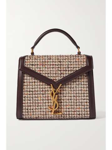 SAINT LAURENT Cassandra mini Tote aus Tweed mit Lederbesätzen