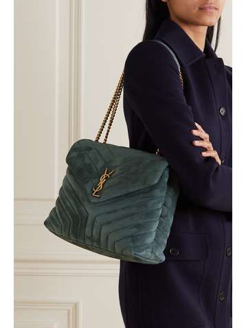 SAINT LAURENT Loulou medium quilted suede shoulder bag