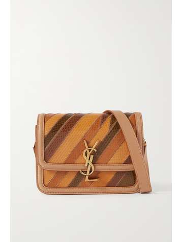 SAINT LAURENT Solferino small watersnake and leather shoulder bag