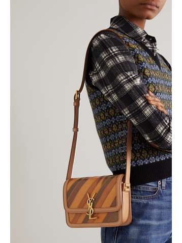 SAINT LAURENT Solferino small watersnake and leather shoulder bag