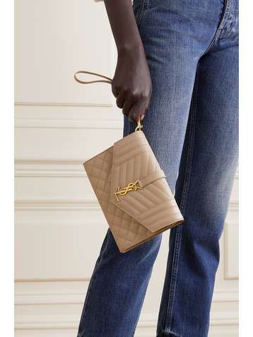 SAINT LAURENT Pochette en cuir texturé matelassé Envelope
