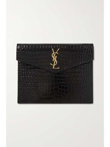 SAINT LAURENT Uptown mini Beutel aus Leder mit Krokodileffekt