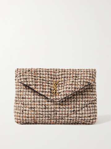 SAINT LAURENT Pochette en tweed à surpiqûres Puffer