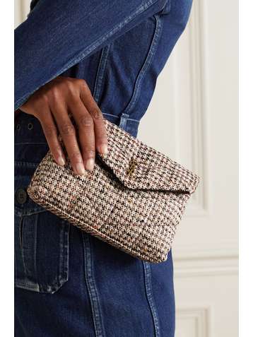 SAINT LAURENT Pochette en tweed à surpiqûres Puffer