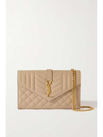 SAINT LAURENT Monogramme quilted textured-leather shoulder bag