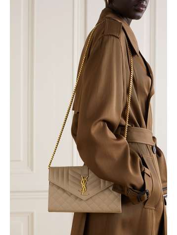 SAINT LAURENT Monogramme quilted textured-leather shoulder bag