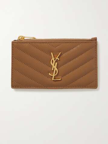 SAINT LAURENT Monogramme Portemonnaie aus gestepptem strukturiertem Leder