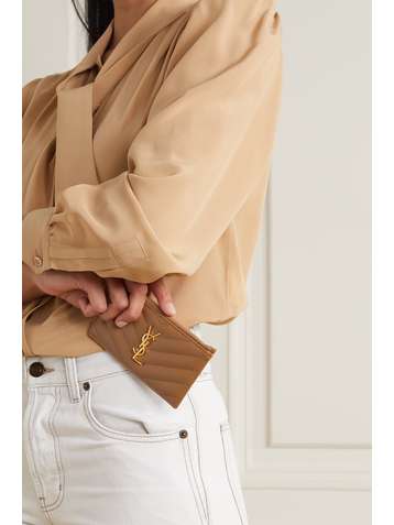 SAINT LAURENT Monogramme Portemonnaie aus gestepptem strukturiertem Leder
