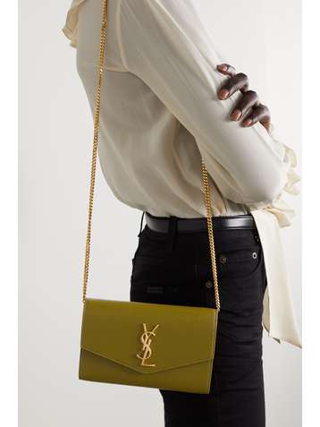 SAINT LAURENT Uptown textured-leather shoulder bag