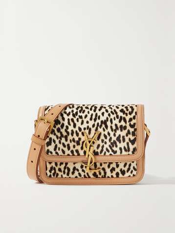 SAINT LAURENT Solferino small leopard-print calf hair and leather shoulder bag