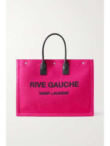 SAINT LAURENT Rive Gauche leather-trimmed embroidered wool-felt tote