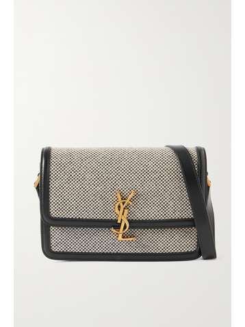 SAINT LAURENT Solferino mittelgroße Schultertasche aus Tweed mit Lederbesätzen