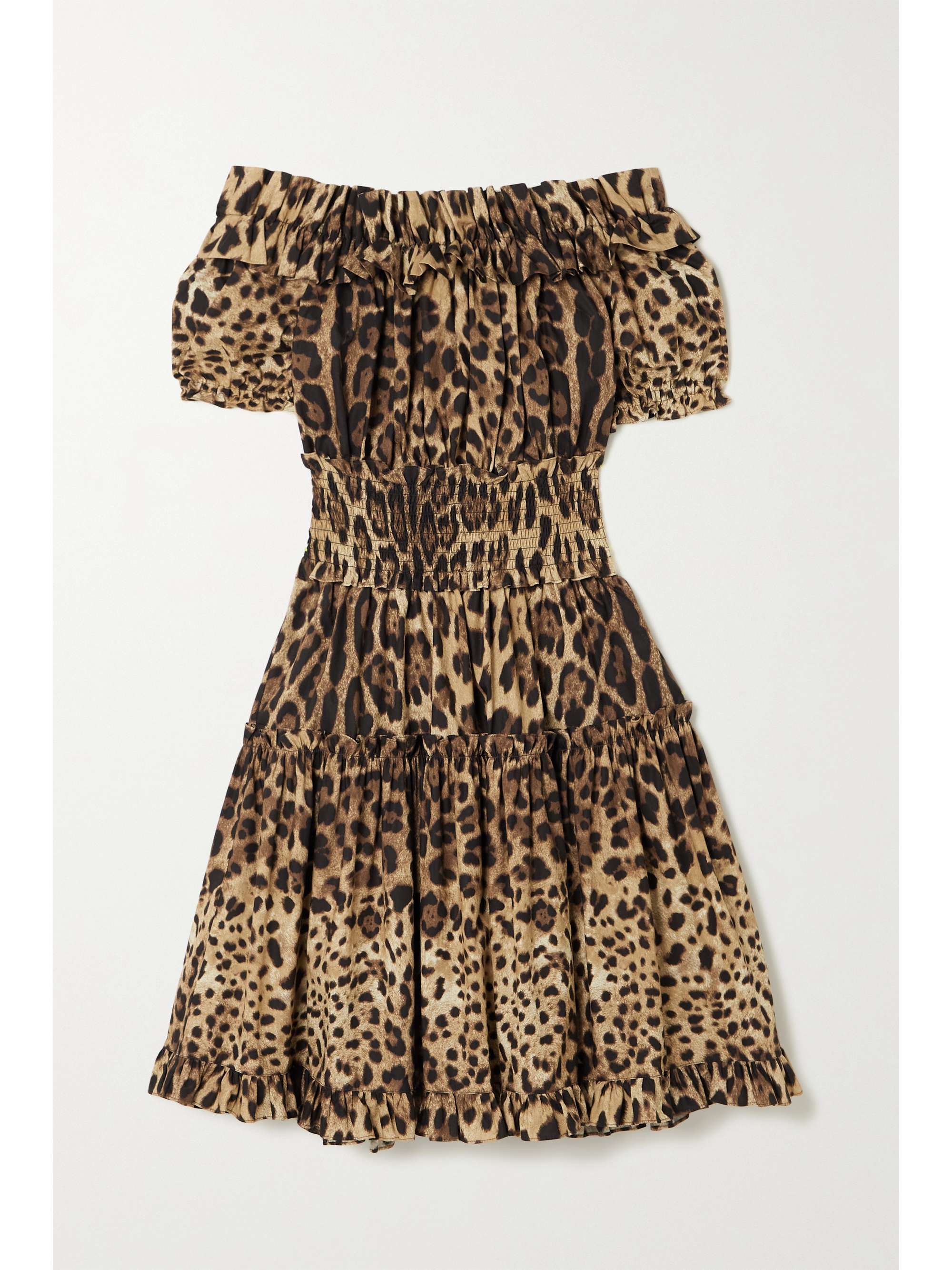 Leopard print Off-the-shoulder ruffled 