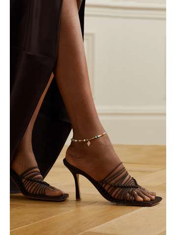 DIANE KORDAS 14-karat rose gold, enamel, amber and diamond anklet