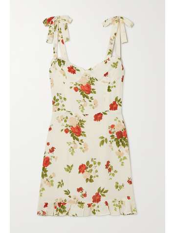 REFORMATION Christine ruffled floral-print georgette mini dress