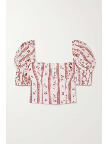 REFORMATION Norton printed linen top