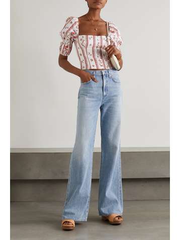 REFORMATION Norton printed linen top