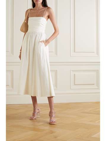REFORMATION + NET SUSTAIN Lissa gathered organic cotton-blend poplin midi dress