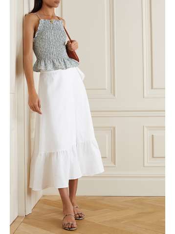 REFORMATION Julep linen wrap midi skirt