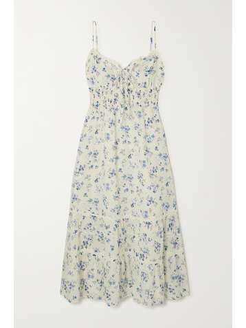 REFORMATION Landon lace-trimmed floral-print organic cotton midi dress