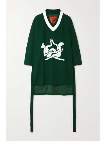 THEBE MAGUGU Belted intarsia-knit tunic