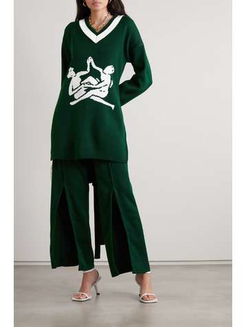 THEBE MAGUGU Belted intarsia-knit tunic