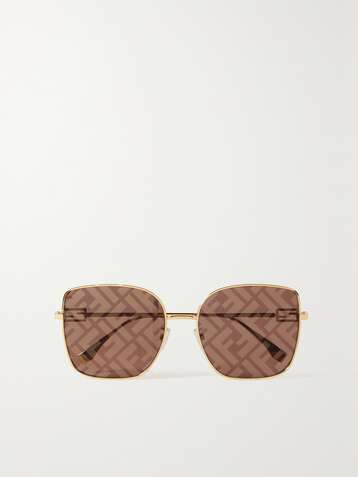 FENDI Lunettes de soleil carrées en métal doré