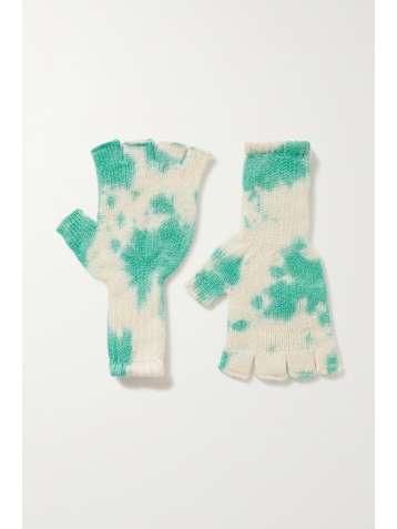 THE ELDER STATESMAN Tie-dyed cashmere fingerless gloves