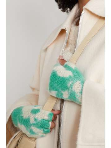 THE ELDER STATESMAN Tie-dyed cashmere fingerless gloves