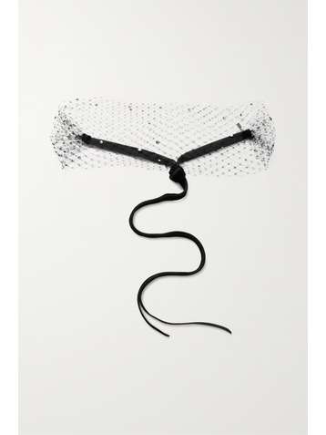 GIGI BURRIS Faux pearl and Swarovski crystal-embellished tulle veil