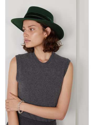 GIGI BURRIS Fedora en feutre de laine à finitions en velours Noelle