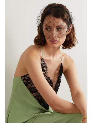 GIGI BURRIS Tulle-trimmed grosgrain headband