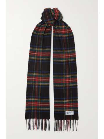 JOHNSTONS OF ELGIN Fringed tartan cashmere scarf
