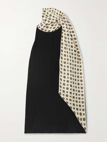 ROSIE ASSOULIN Joplin draped printed silk-twill and crepe top