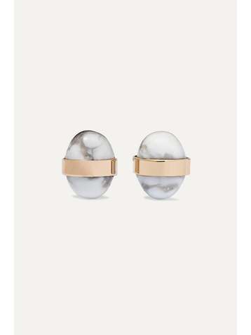 MELISSA JOY MANNING + NET SUSTAIN 14-karat gold howlite earrings