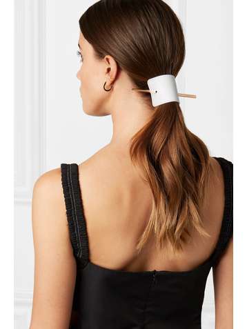 BALMAIN PARIS HAIR COUTURE Gold-tone and leather hairclip