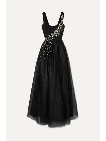 PRADA Crystal-embellished silk and tulle gown