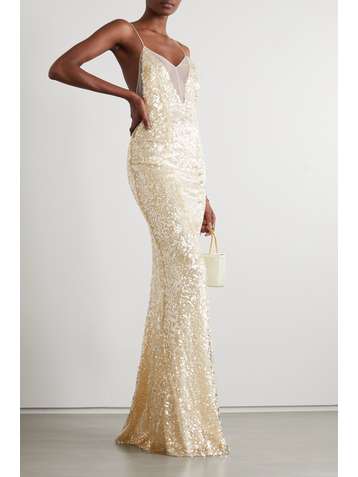 GALVAN Robe de mariée en tulle métallisé à paillettes Hollywood
