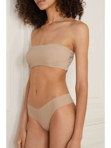 COMMANDO Double Take Bandeau-BH aus Stretch-Material mit Spitzeneinsatz